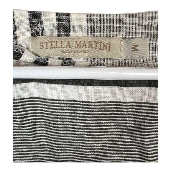 Striped Linen Dress Stella Martini Italy Mini Short Beach Cruise Nautical Breton - Picture 3 of 8